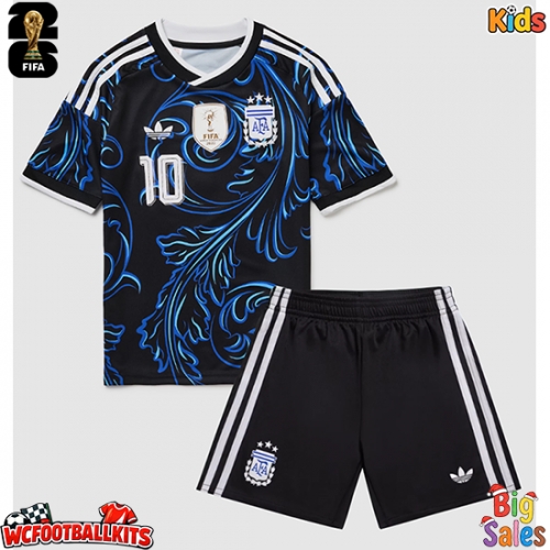 Argentina Lionel Messi #10 Replica Away Stadium Kit for Kids World Cup 2026 Short Sleeve (+ pants)